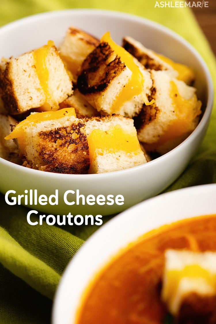 grilled cheese croutons