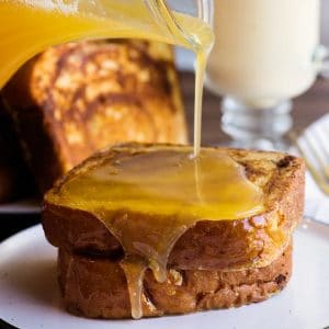 Eggnog French Toast with Eggnog Syrup