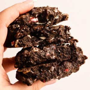Thick Double Chocolate Chip Peppermint Cookies