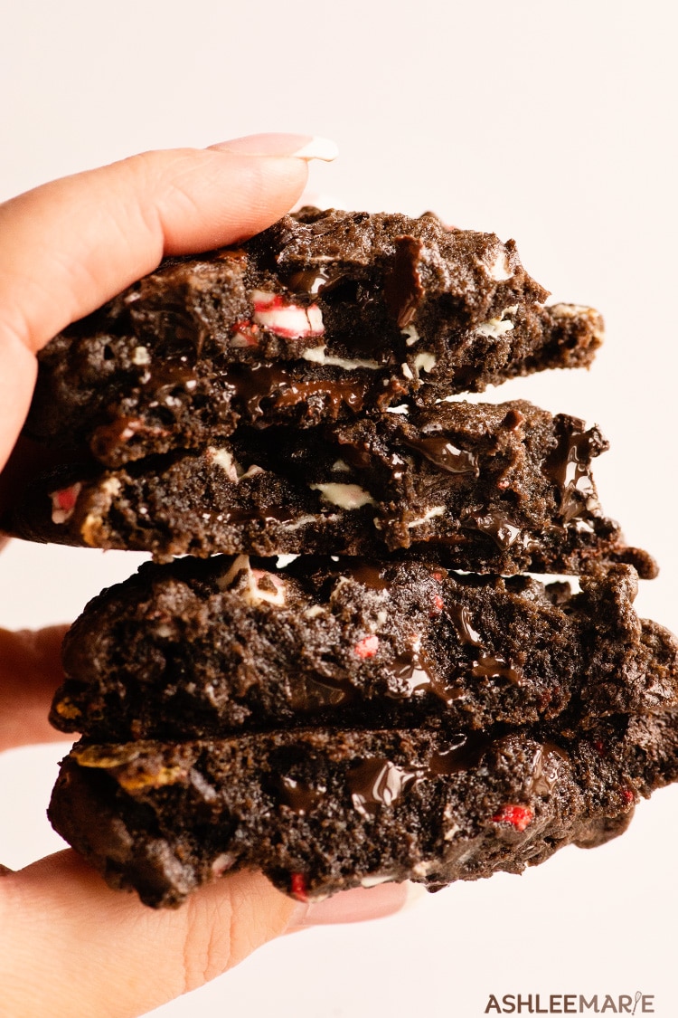 double chocolate peppermint chunk cookies