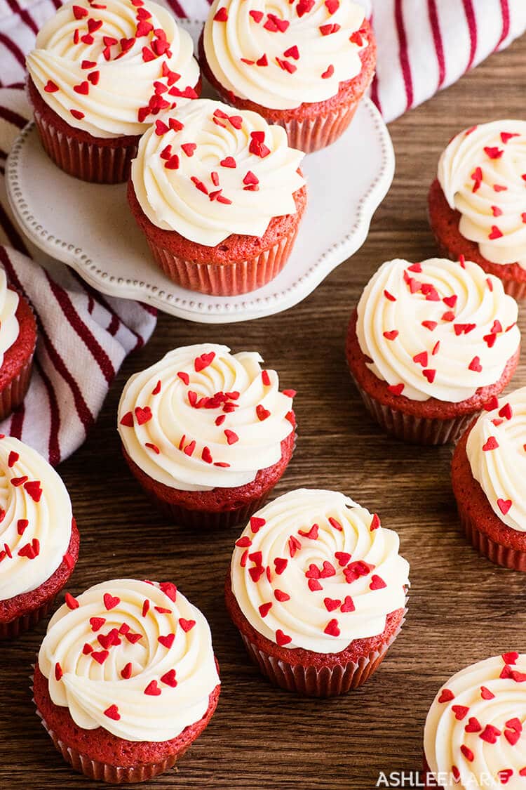 red velvet cupcakes with sprinkles